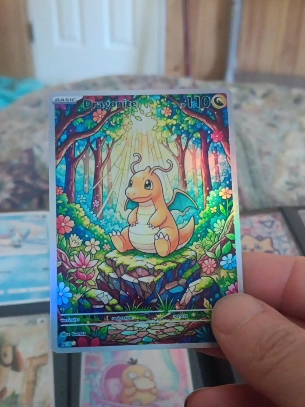 Dragonite Collectible Art Card - Colorful Holographic Print